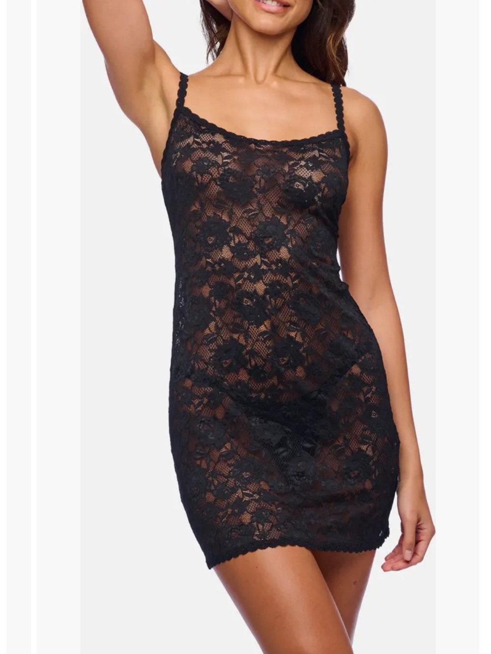 Y2K Vintage Papaya Black Floral Lace Chemise Slip Babydoll Sz S NWT